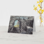 イースタークリスチャン彼は空の墓の絵を描復活 カード (黄色い花)