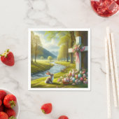 イースタークロスとバニー&エッグ スタンダードカクテルナプキン (インサイチュ)