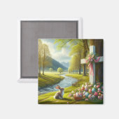 イースタークロスとバニー&エッグ マグネット (正面/裏面)