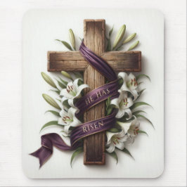 イースタークロスとパープルリボン マウスパッド