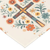 イースタークロスと花の北欧パターン ショートテーブルランナー (コーナー)