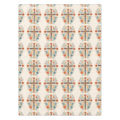 イースタークロスと花の北欧パターン テーブルクロス (正面)