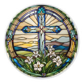 イースタークロスフェイクステンドグラス セラミックノブ (正面)