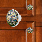 イースタークロスフェイクステンドグラス セラミックノブ