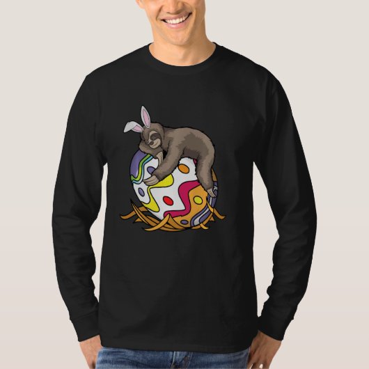 イースタークールサンデー卵の怠惰なスロスバニーおもしろい Tシャツ (正面)