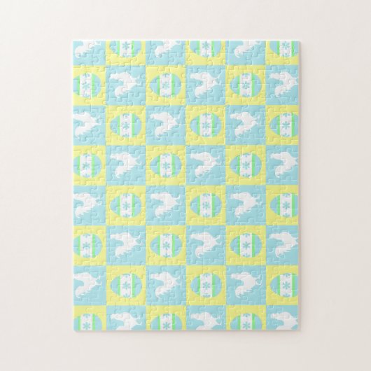 イースタークールチェッカーボードパターンルースター卵 ジグソーパズル (縦)