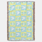 イースタークールチェッカーボードパターンルースター卵 スローブランケット (正面縦)