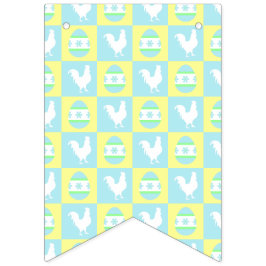 イースタークールチェッカーボードパターンルースター卵 バンティングフラッグ