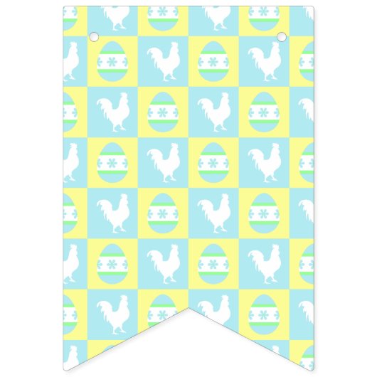 イースタークールチェッカーボードパターンルースター卵 バンティングフラッグ (第1の旗)