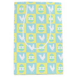 イースタークールチェッカーボードパターンルースター卵 ミディアムペーパーバッグ