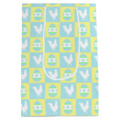 イースタークールチェッカーボードパターンルースター卵 ミディアムペーパーバッグ (裏面)