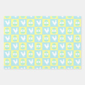 イースタークールチェッカーボードパターンルースター卵 ラッピングペーパーシート (正面2)