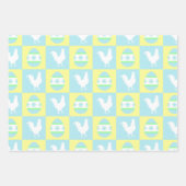 イースタークールチェッカーボードパターンルースター卵 ラッピングペーパーシート (正面)