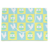 イースタークールチェッカーボードパターンルースター卵 ラージペーパーバッグ (正面)