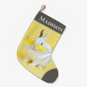 イースタークールバニーラビットサングラスパーソナライズされた スモールクリスマスストッキング (正面 (吊り時))