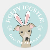 イースターグイタリアンレイハウンドグートバニー耳ティール(緑がかった色) ラウンドシール (正面)