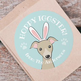 イースターグイタリアンレイハウンドグートバニー耳ティール（緑がかった色） ラウンドシール