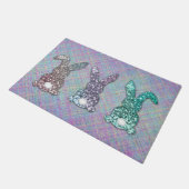 イースターグリッターパステルグラムバンニーズオンプレイド ドアマット (アングル)