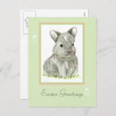 イースターグリーツグレイベビーバニーラビット シーズンポストカード (正面/裏面)