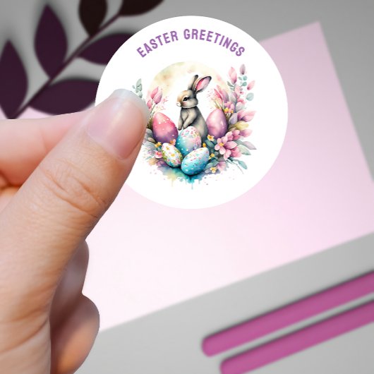 イースターグリーツバニーとエッグカスタム ラウンドシール