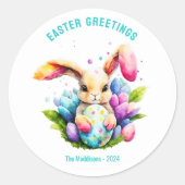 イースターグリーツバ絵を描ニーの卵カスタム ラウンドシール (正面)