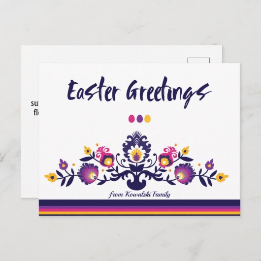 イースターグリーツフォーカルカスタム文字 ポストカード (正面/裏面)