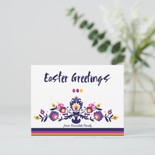 イースターグリーツフォーカルカスタム文字 ポストカード (スタンド正面)