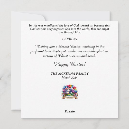 イースターグリーティングアールヌーボーラムバニーウッドランド シーズンカード (裏面)