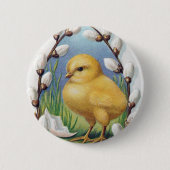 イースターグリーティングイエローシック 缶バッジ (正面)