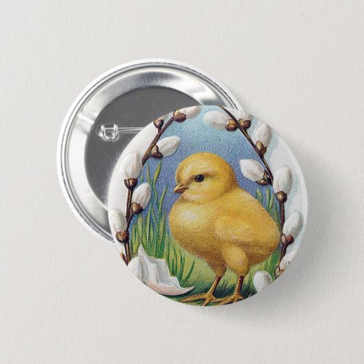イースターグリーティングイエローシック 缶バッジ (正面&裏面)