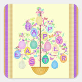 イースターグリーティングエッグツリーステッカー スクエアシール (正面)