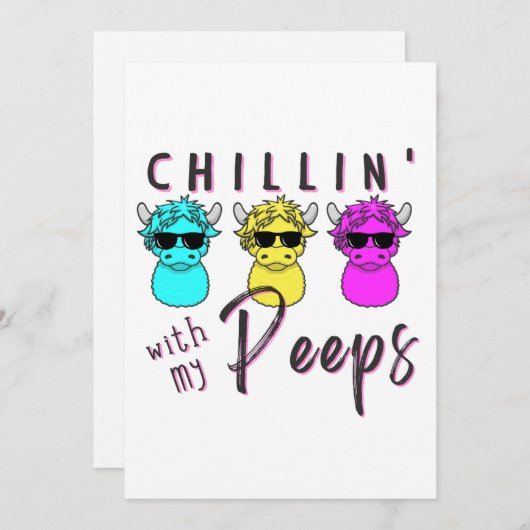 イースターグリーティングカードのぞき牛イースター牛のぞき シーズンカード (正面/裏面)