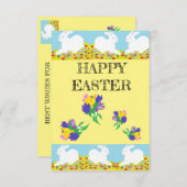 イースターグリーティングカードバニーラビット&リリー サンキューカード (正面/裏面)