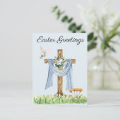 イースターグリーティングクロス水色 ポストカード (スタンド正面)