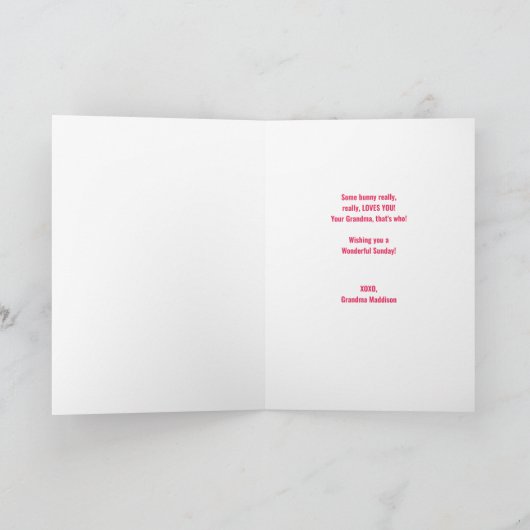 イースターグリーティンググランドドーターバニーライディングバイク カード (内部)