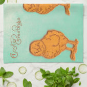 イースターグリーティングシックグリーン キッチンタオル (折り畳み)