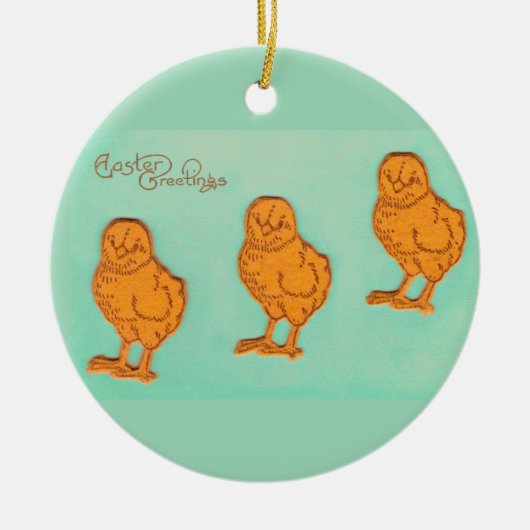 イースターグリーティングシックグリーン セラミックオーナメント (正面)