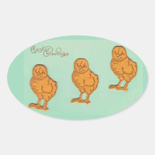 イースターグリーティングシックグリーン 楕円形シール (正面)