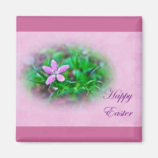 イースターグリーティングデプットフォードピンクワイルドフラワー マグネット (正面)