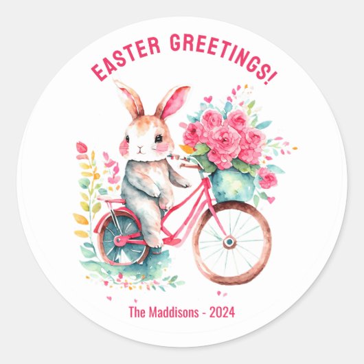 イースターグリーティングバニーフローラバイクカスタム ラウンドシール (正面)