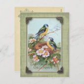 イースターグリーティングブルーバードヴィンテージ再生 シーズンポストカード (正面/裏面)