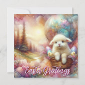 イースターグリーティングホットエアバルーン子羊 シーズンカード (正面)