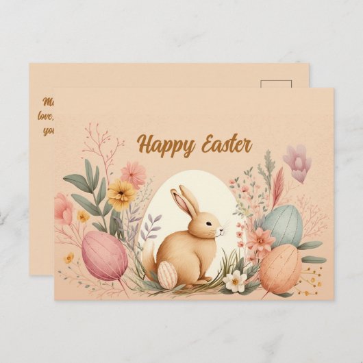 イースターグリーティングポストパステルtangerine色 ポストカード (正面/裏面)