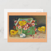 イースターグリーティングヴィンテージかわいいチックスフローラ ポストカード (正面/裏面)