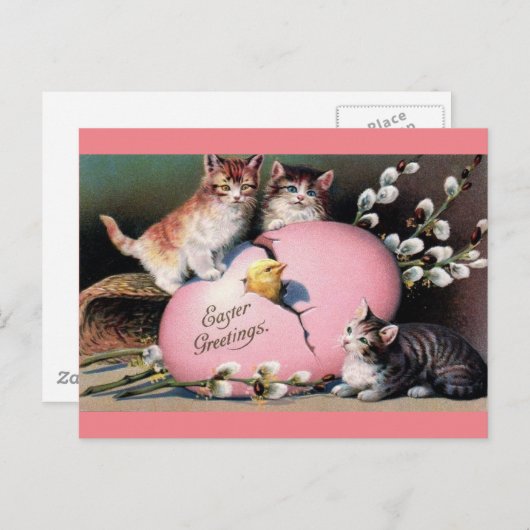 イースターグリーティングヴィンテージアート ポストカード (正面/裏面)