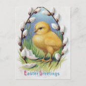 イースターグリーティングヴィンテージイエローシック シーズンポストカード (正面)