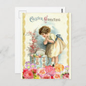 'イースターグリーティング'ヴィンテージイースターデザイン ポストカード (正面/裏面)