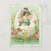 イースターグリーティングヴィンテージ卵の女性フローラ ポストカード (正面)