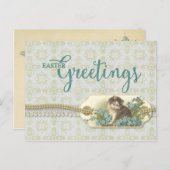 イースターグリーティングヴィンテージ子猫再生 シーズンポストカード (正面/裏面)