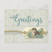 イースターグリーティングヴィンテージ子猫再生 シーズンポストカード (正面)